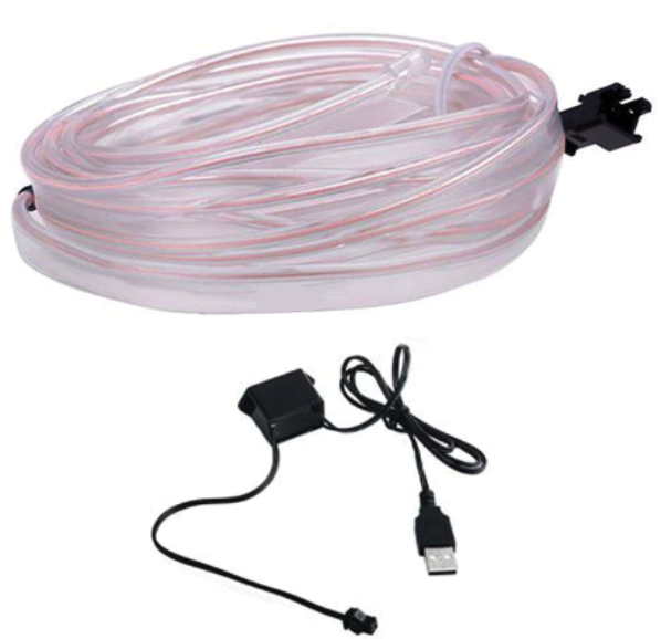 Fir neon alba lumina ambientala auto usb 5 metri